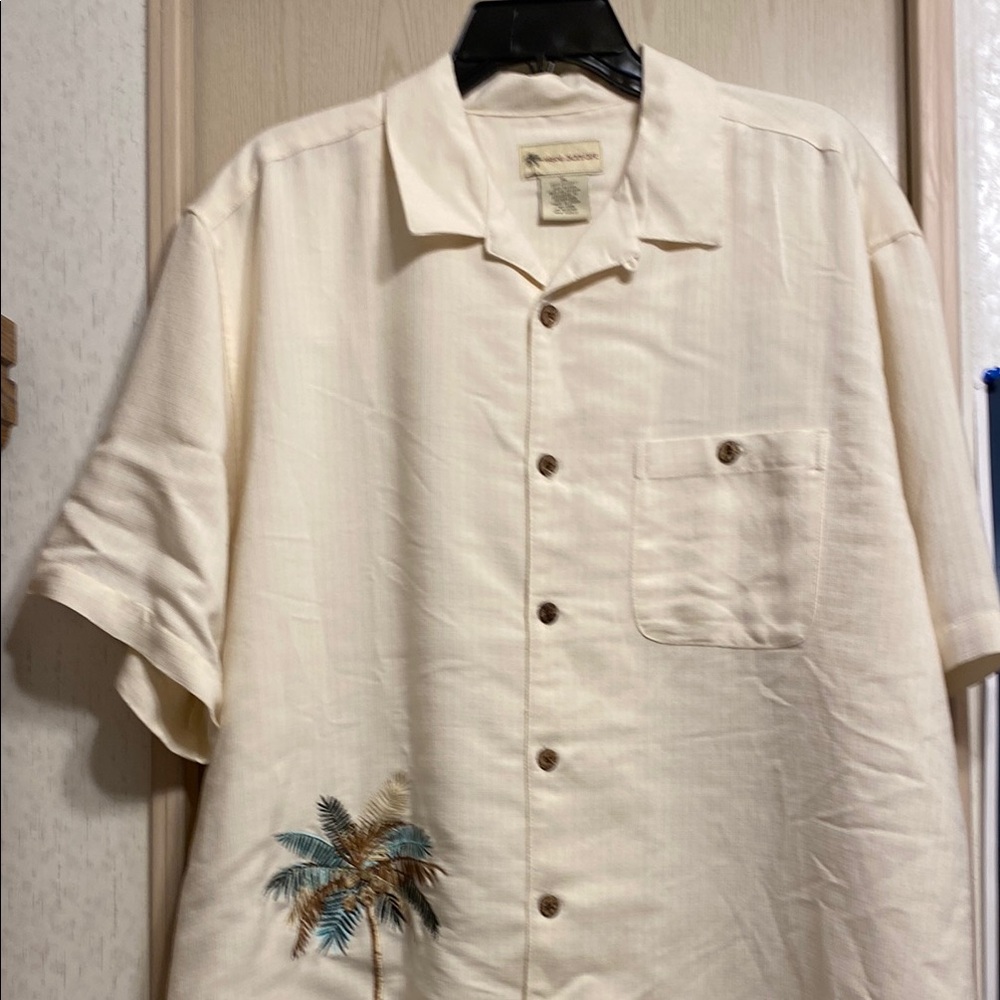 Tommy Bahama Cream Lightweight Shirt Jacket Relaxed Fit